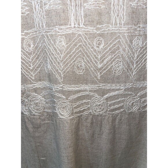 Jessica Howard Vintage Woman size 24 Linen Embroidered Midi Dress Square Neck - Picture 3 of 9